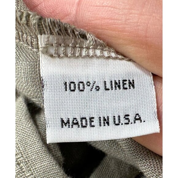 Bryn Walker 100% linen lagen look button top olive sz M - Picture 9 of 10